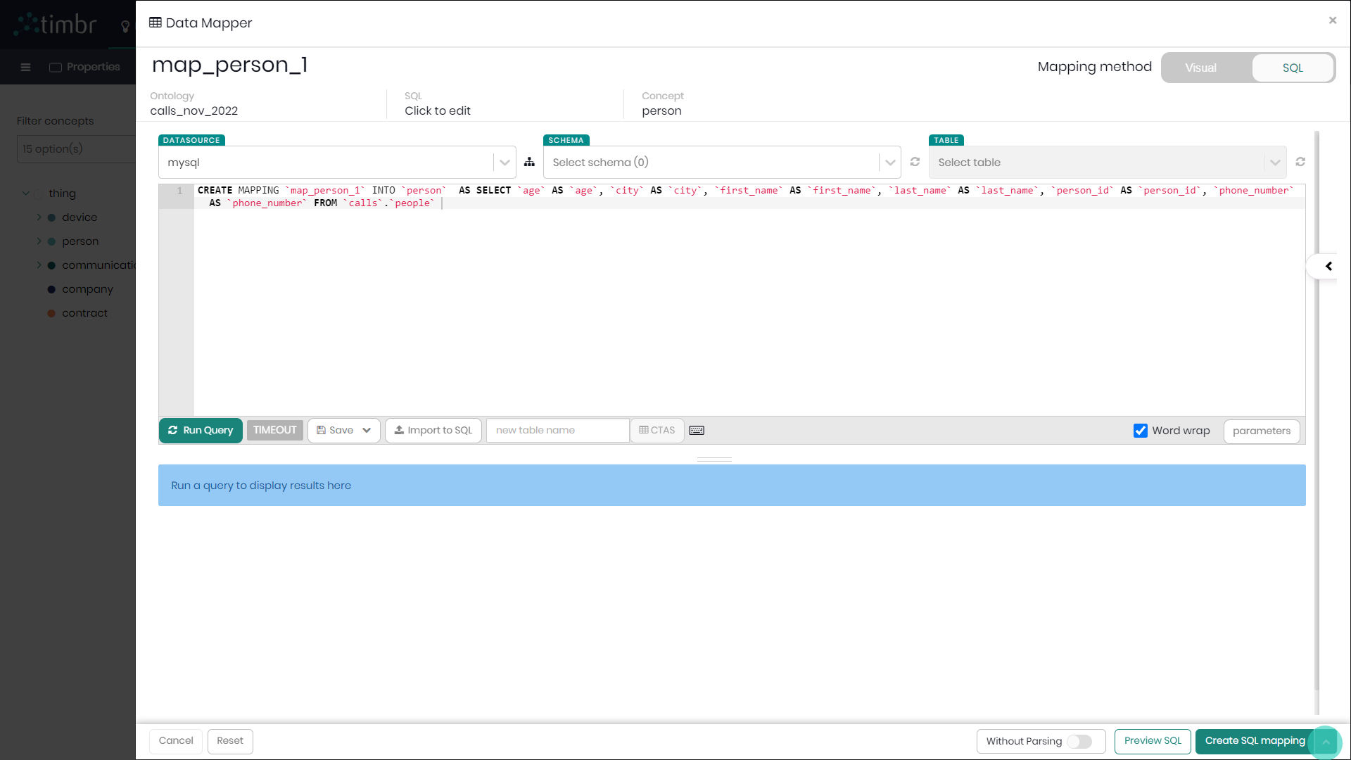 Ontology Modeling in Timbr
