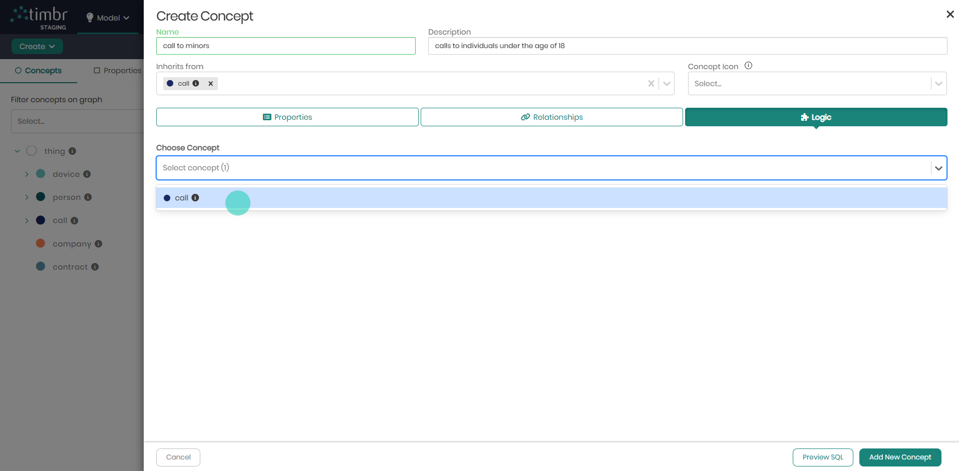 Ontology Modeling in Timbr - base concept